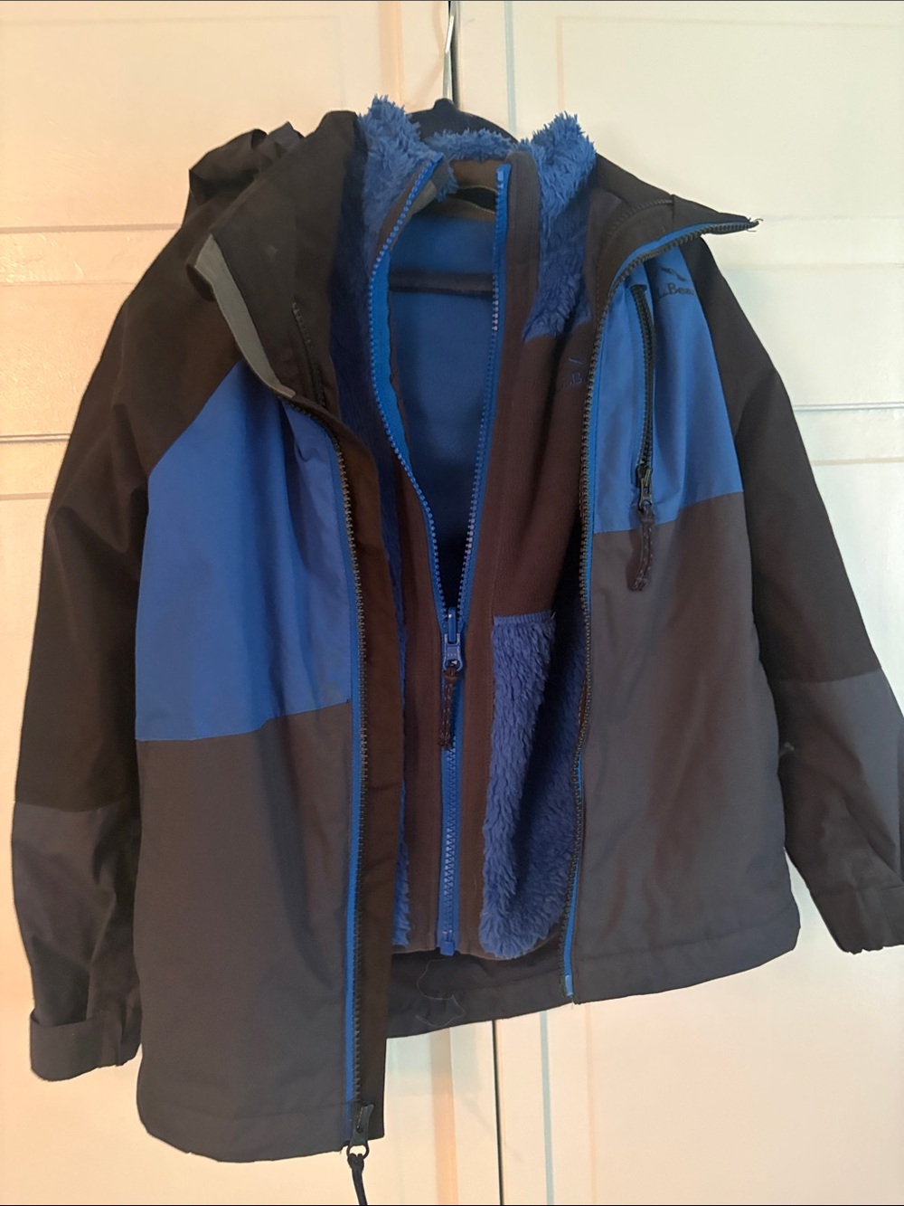 Kids Blue and Black Insulated Jacket with Fleece Liner